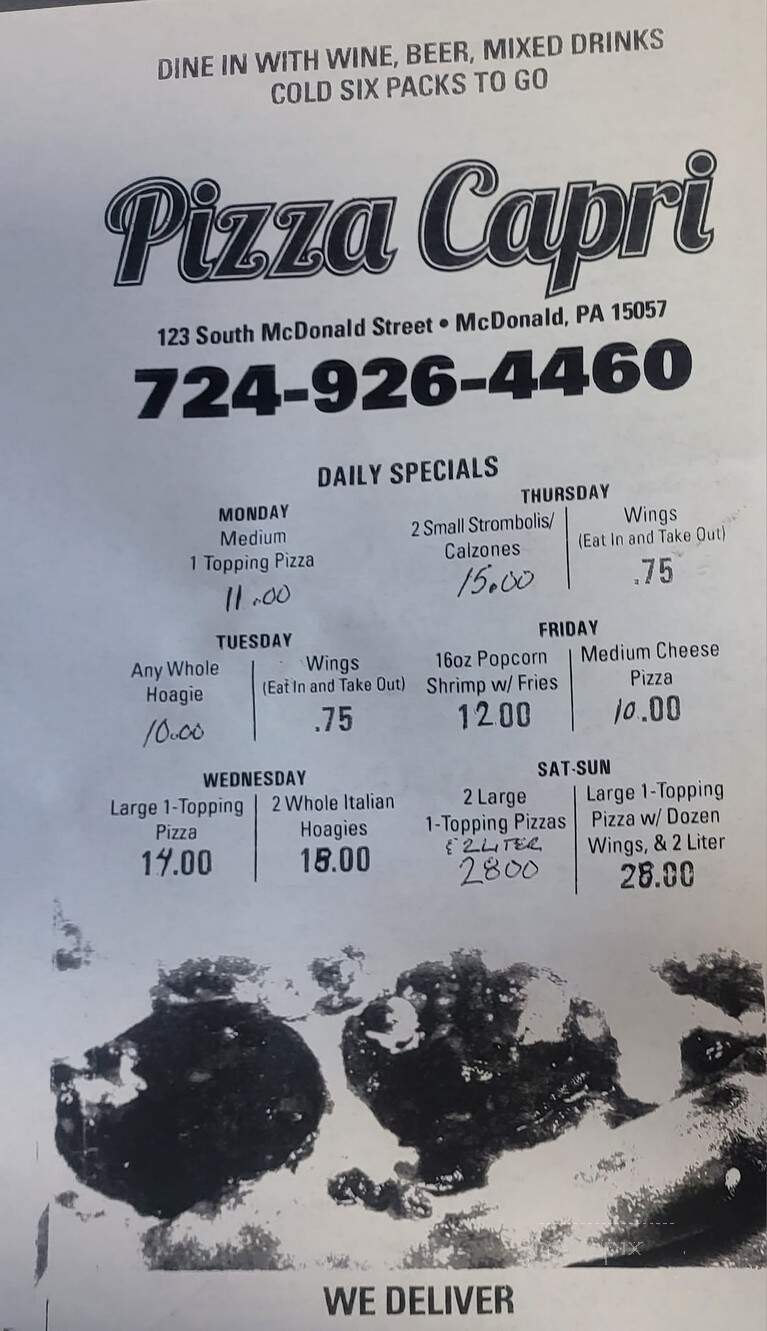 Pizza Capri - McDonald, PA