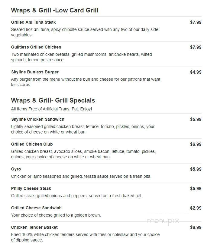 Skyline Deli - Houston, TX menu_pic