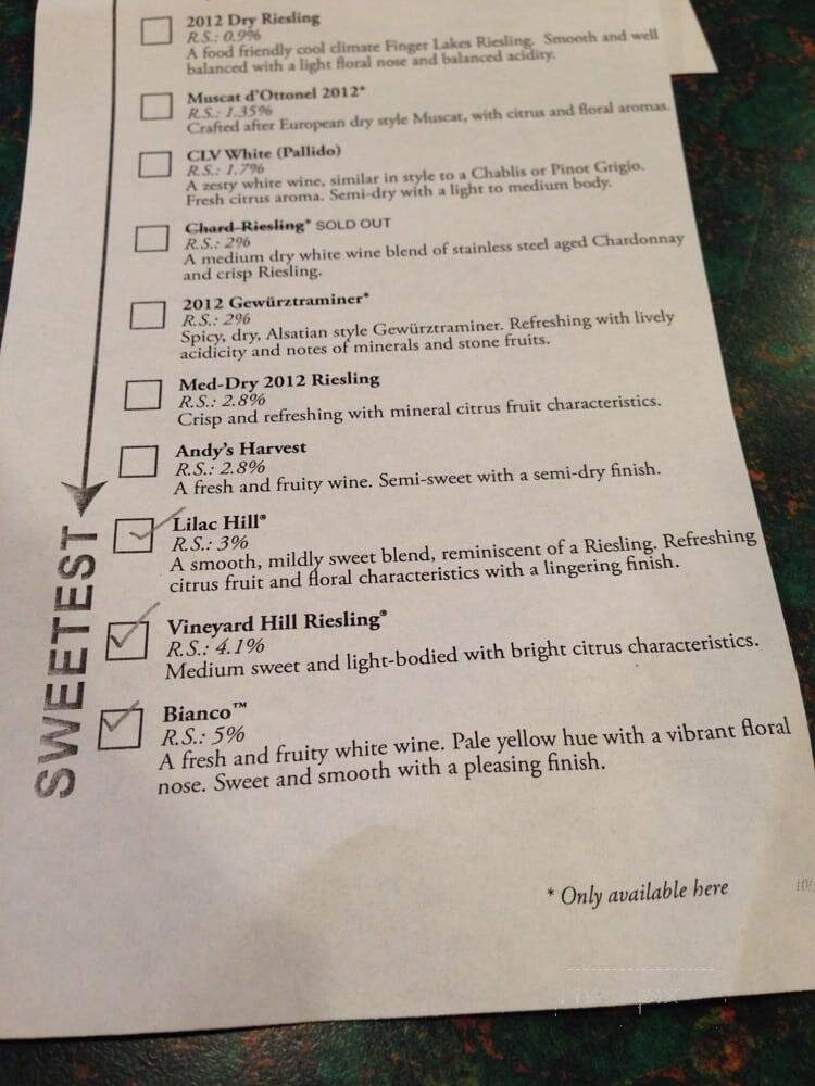 Casa Larga Vineyards - Fairport, NY menu_pic