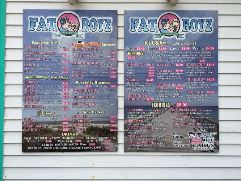 Fatboyz Ice Cream & Grill - Nags Head, NC menu_pic