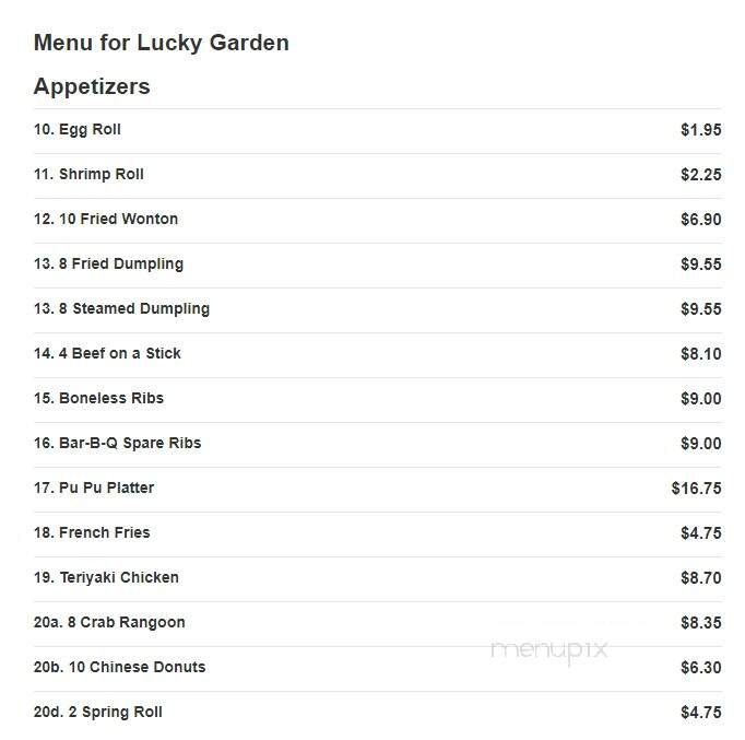 Lucky Garden - Colonial Heights, VA menu_pic
