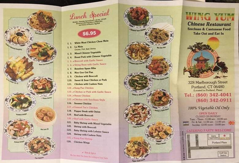 Wing Yum Chinese Restaurant - Portland, CT menu_pic