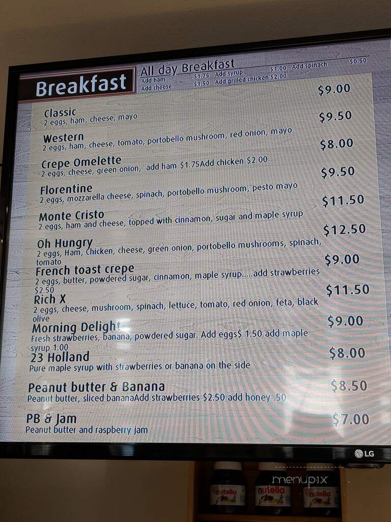 Jojo's Crepe Cafe - Bradford, ON menu_pic