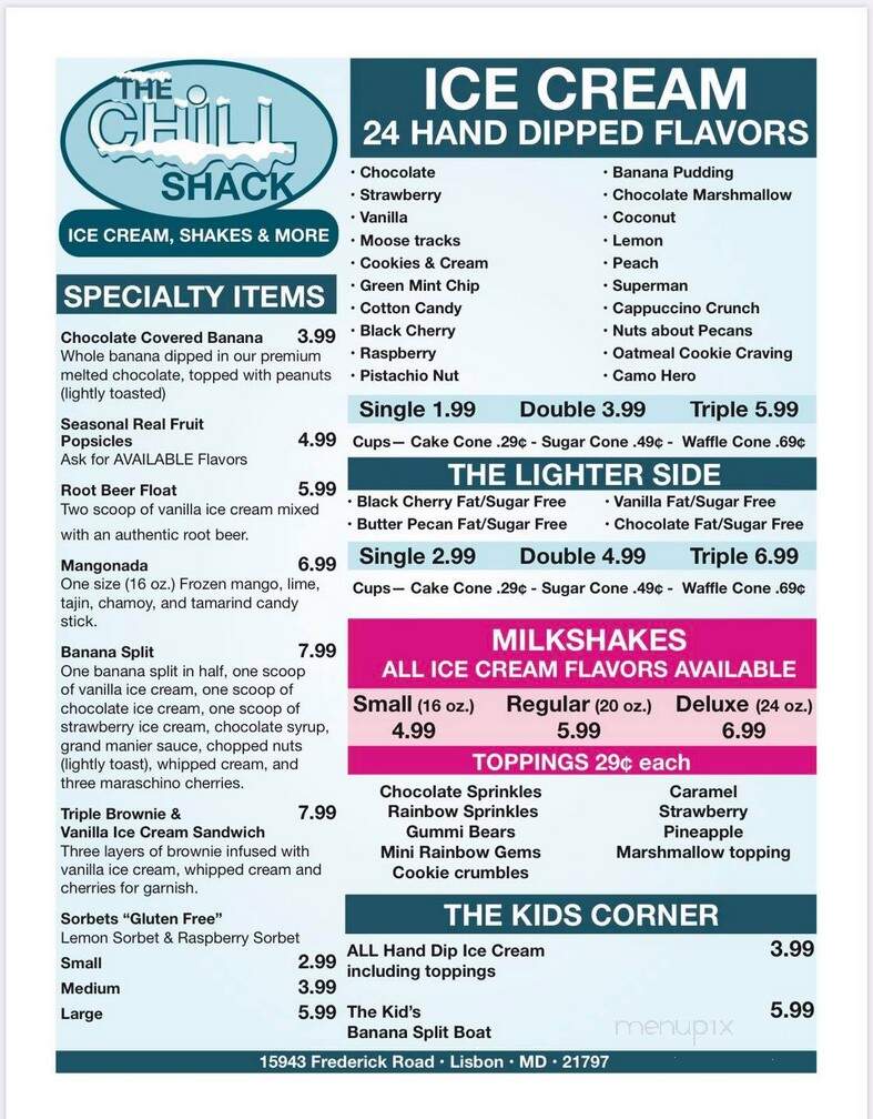 The Chill Shack - Woodbine, MD menu_pic