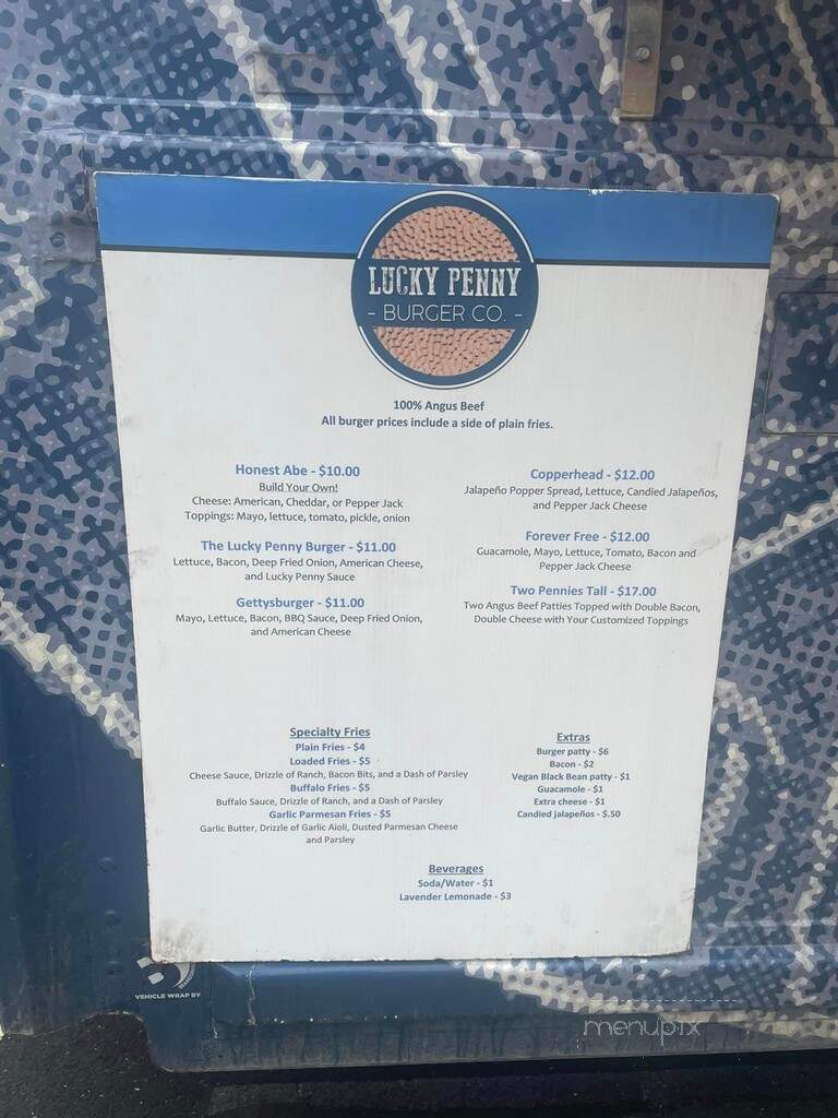 The Lucky Penny Burger Co - Mechanicsburg, PA menu_pic