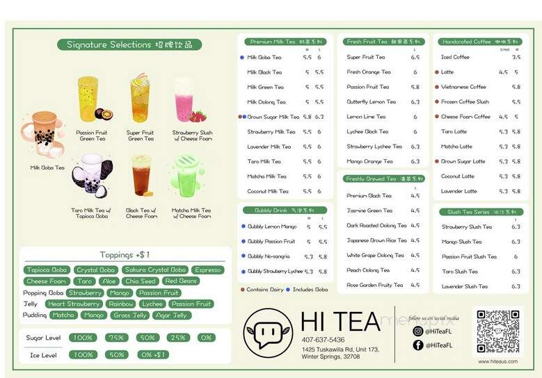 Hi Tea - Winter Springs, FL menu_pic
