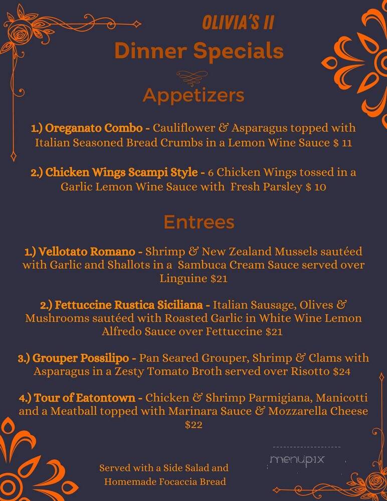 Olivia's II Pizza & Pasta - Eatontown, NJ menu_pic