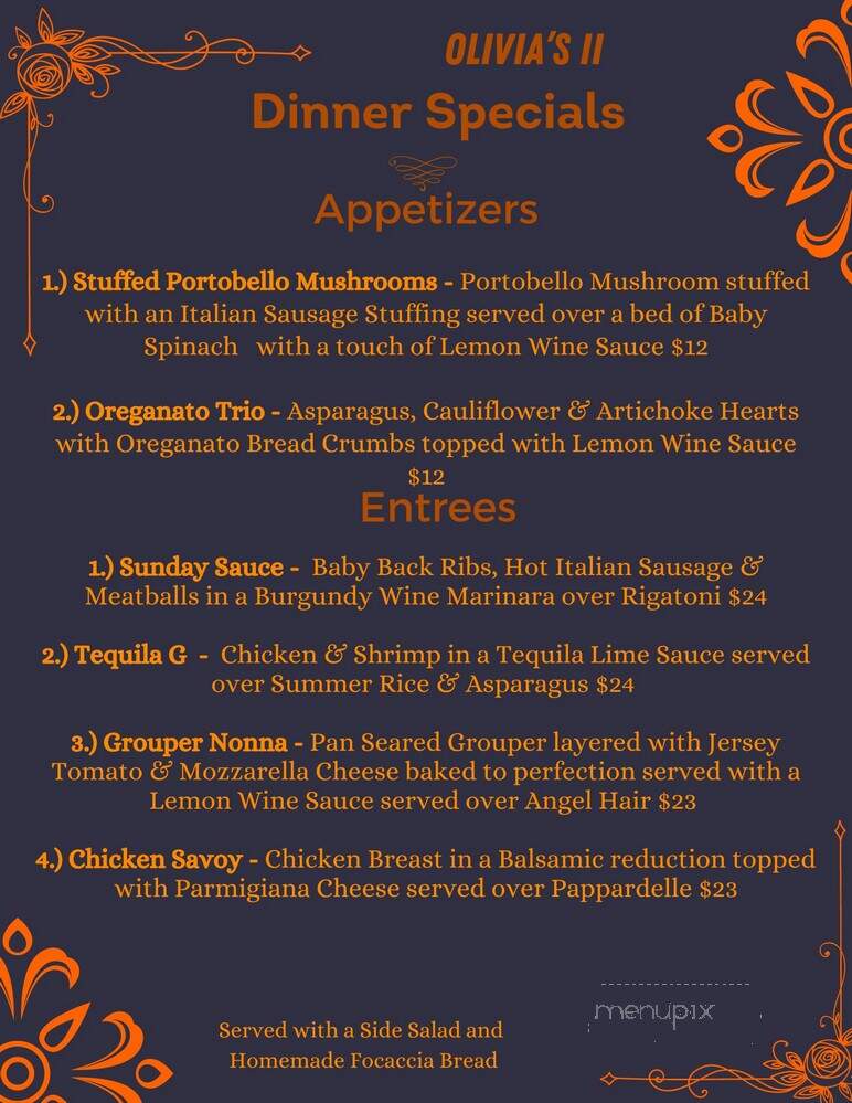 Olivia's II Pizza & Pasta - Eatontown, NJ menu_pic