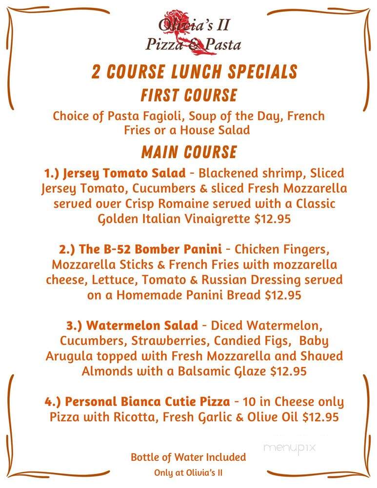 Olivia's II Pizza & Pasta - Eatontown, NJ menu_pic