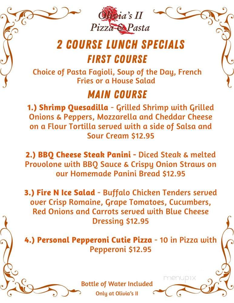 Olivia's II Pizza & Pasta - Eatontown, NJ menu_pic
