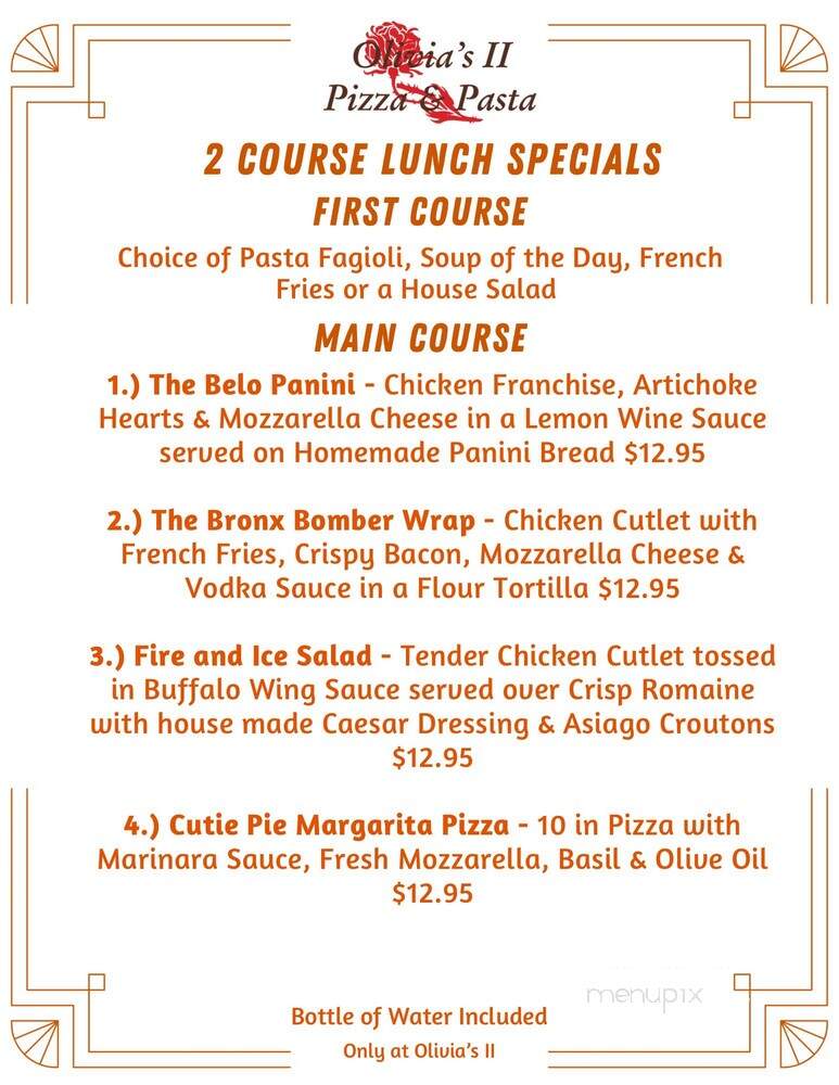 Olivia's II Pizza & Pasta - Eatontown, NJ menu_pic