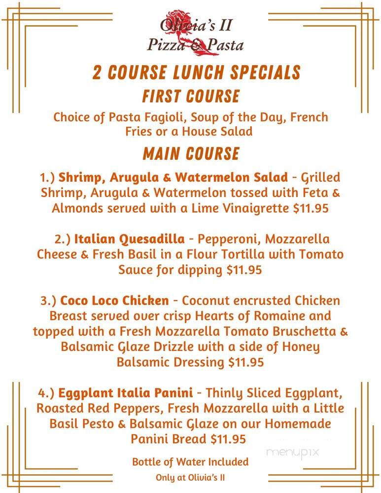 Olivia's II Pizza & Pasta - Eatontown, NJ menu_pic