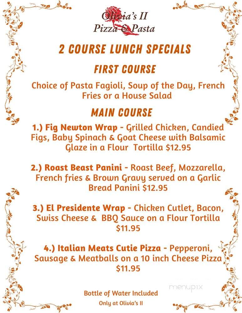 Olivia's II Pizza & Pasta - Eatontown, NJ menu_pic