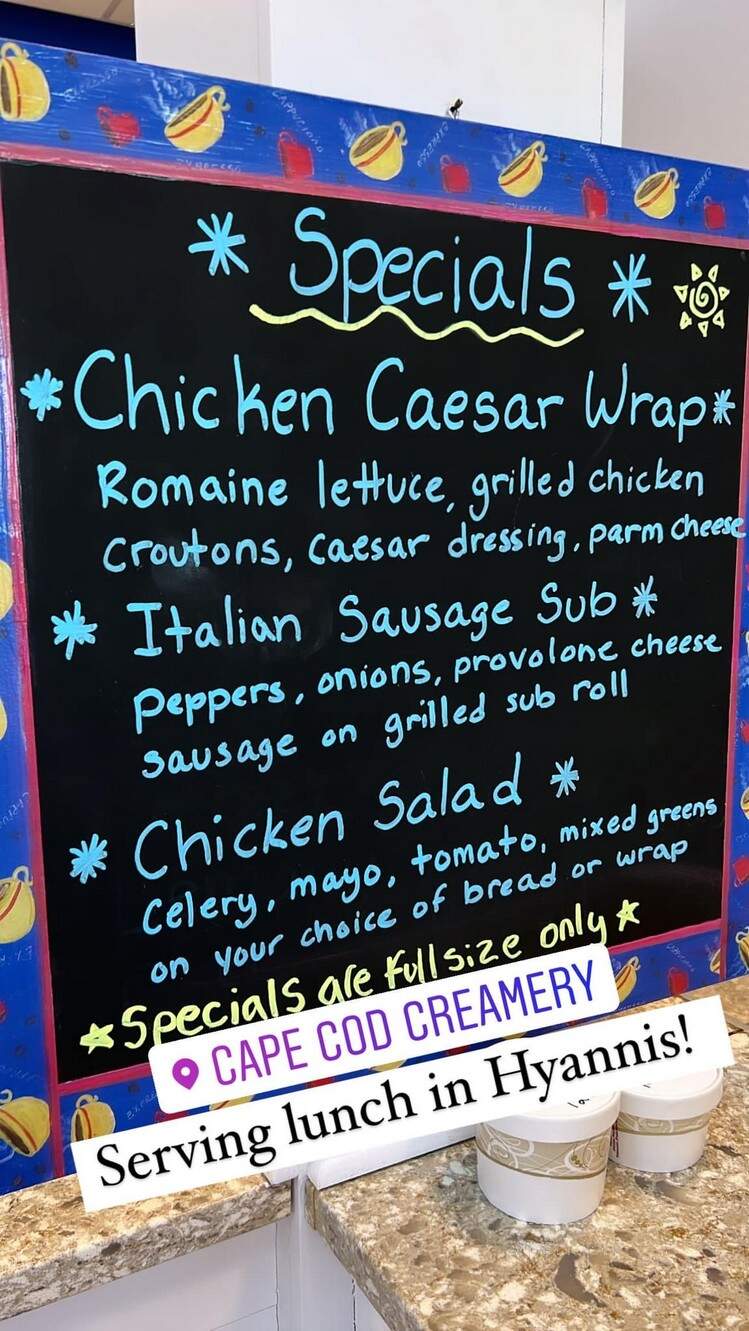 Cape Cod Creamery - Dennis, MA menu_pic
