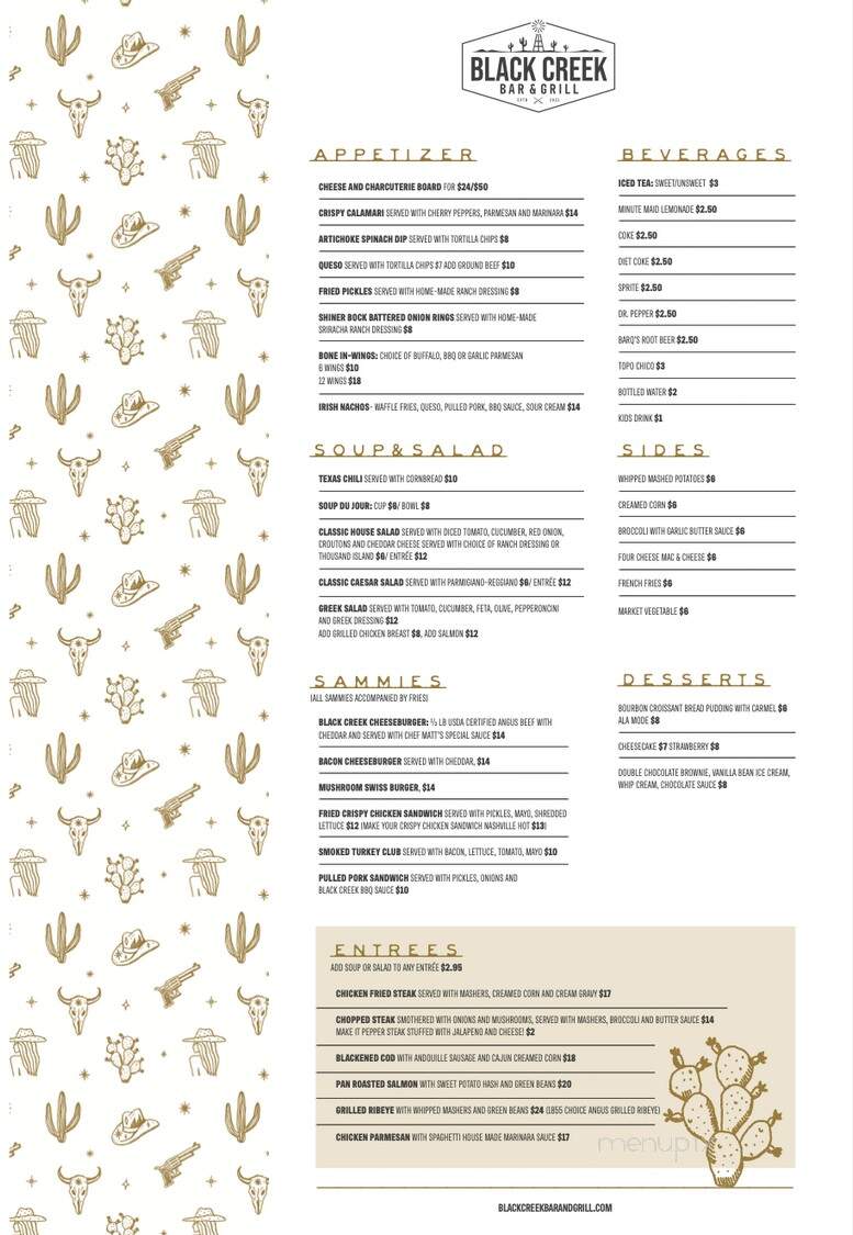 Black Creek Bar and Grill - Devine, TX menu_pic