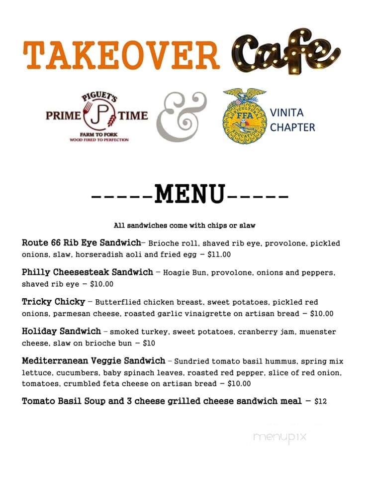 Piguet's Prime Time - Vinita, OK menu_pic