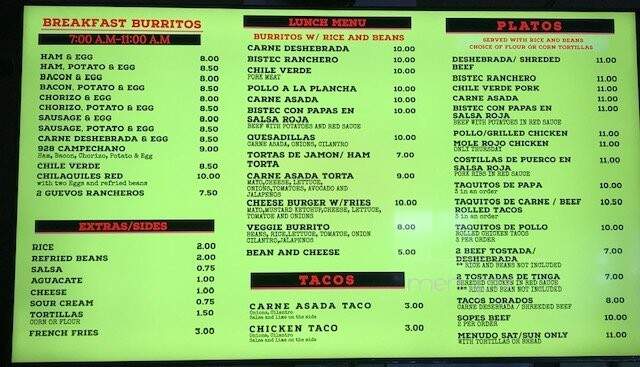 928 Tacos - Yuma, AZ menu_pic