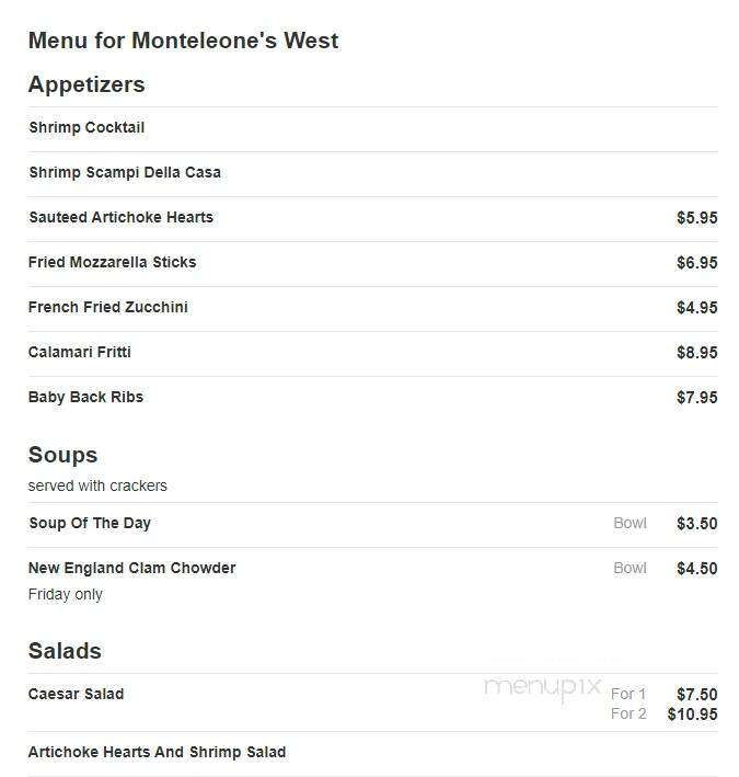 Monteleone's West - Tarzana, CA menu_pic