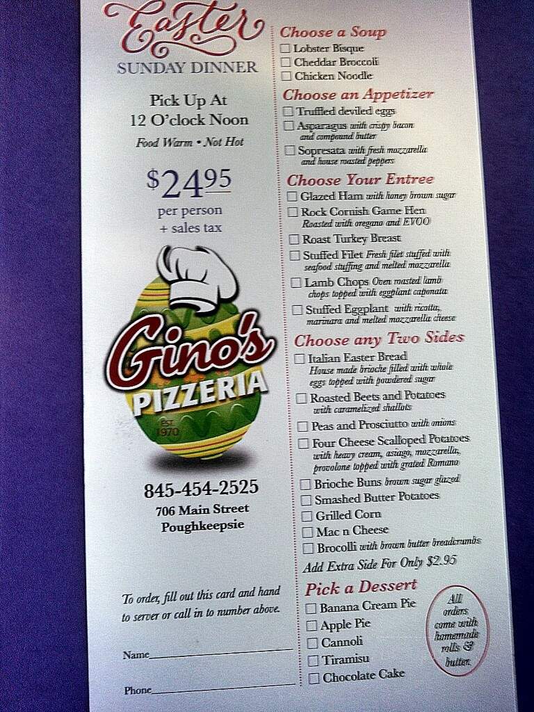 Gino's Pizza Red Oaks - Poughkeepsie, NY menu_pic