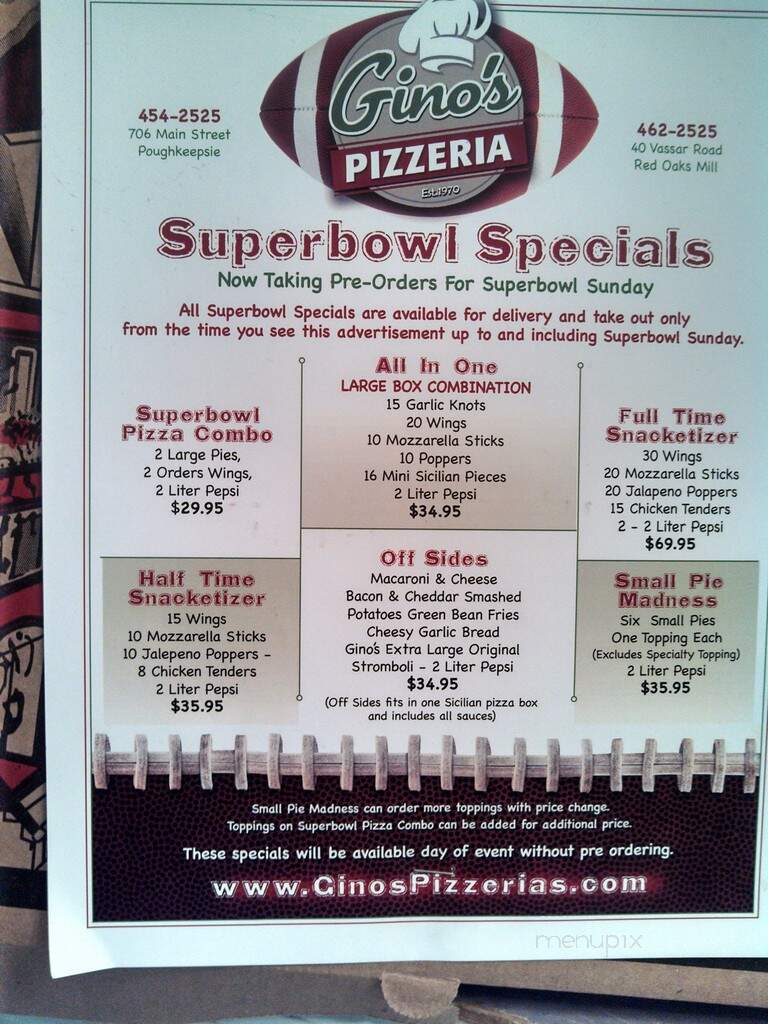 Gino's Pizza Red Oaks - Poughkeepsie, NY menu_pic