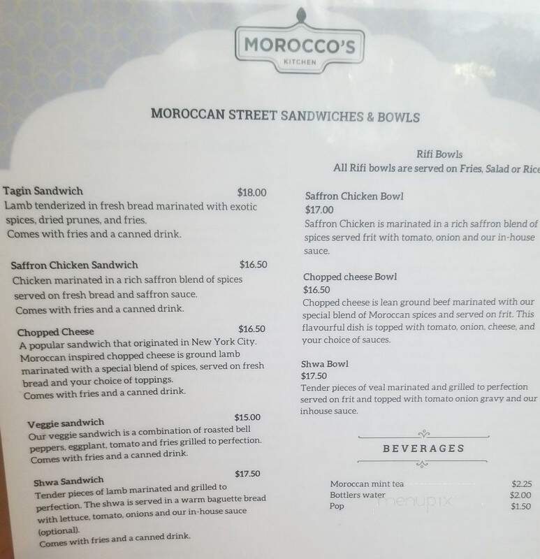 Morocco's Kitchen - Mississauga, ON menu_pic
