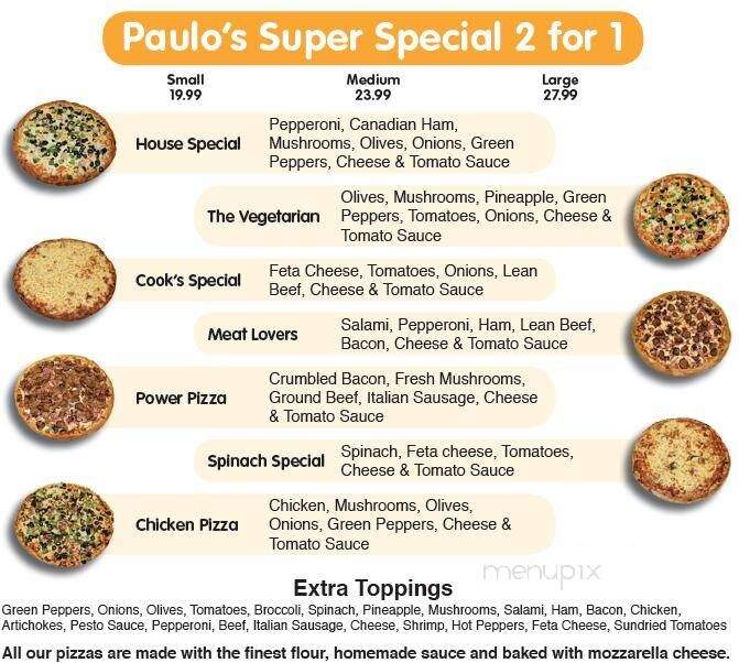 Paulo's Pizza - Richmond, BC menu_pic