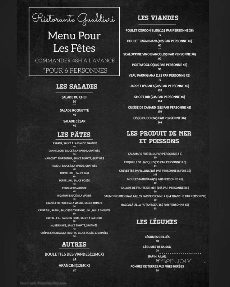 Restaurant Gualdieri - Laval, QC menu_pic