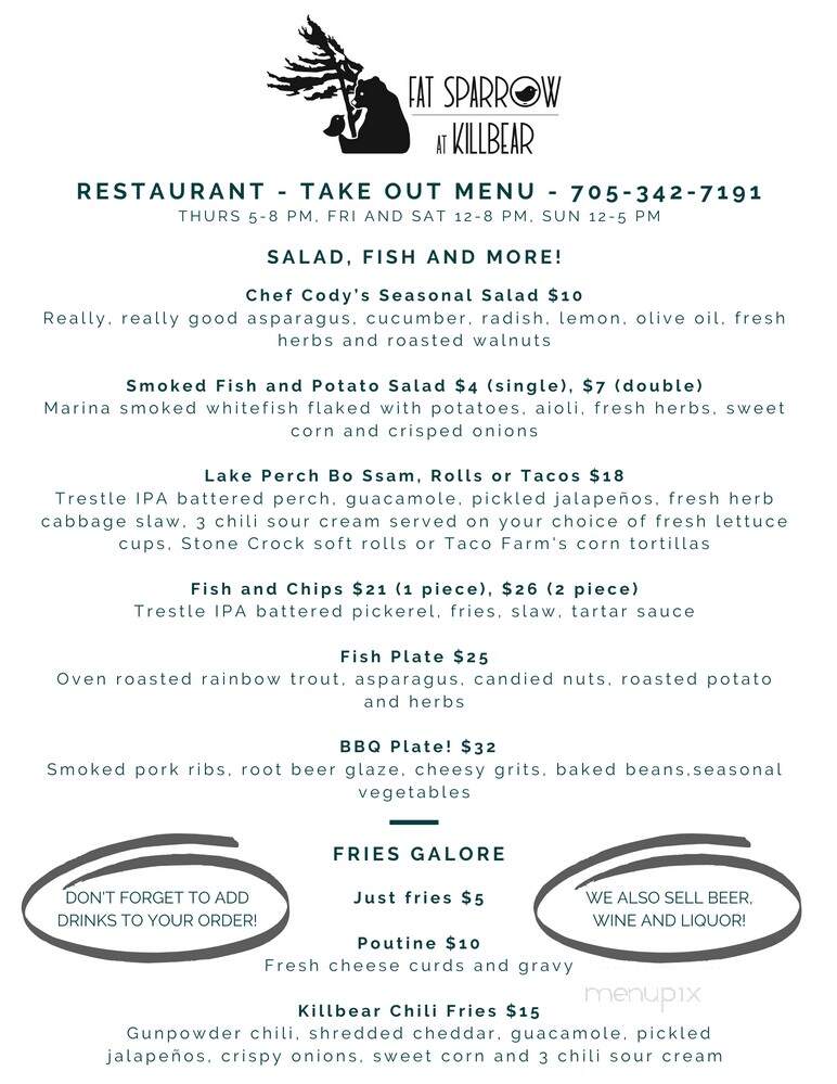 Killbear Marina - Nobel, ON menu_pic