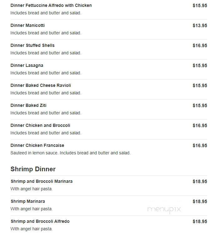 Siano's Italian Restaurant - Springfield, MA menu_pic