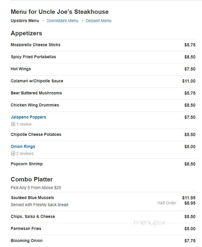Uncle Joe's - Havre, MT menu_pic