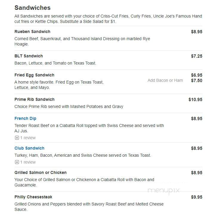 Uncle Joe's - Havre, MT menu_pic