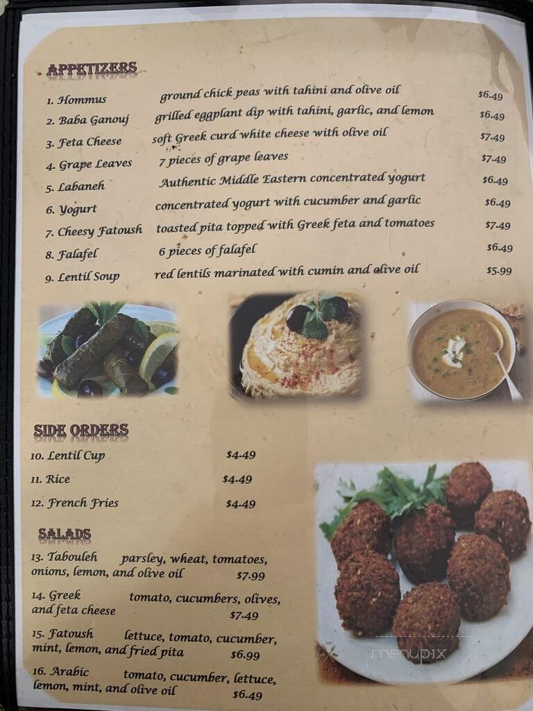 Sinbad - El Paso, TX menu_pic