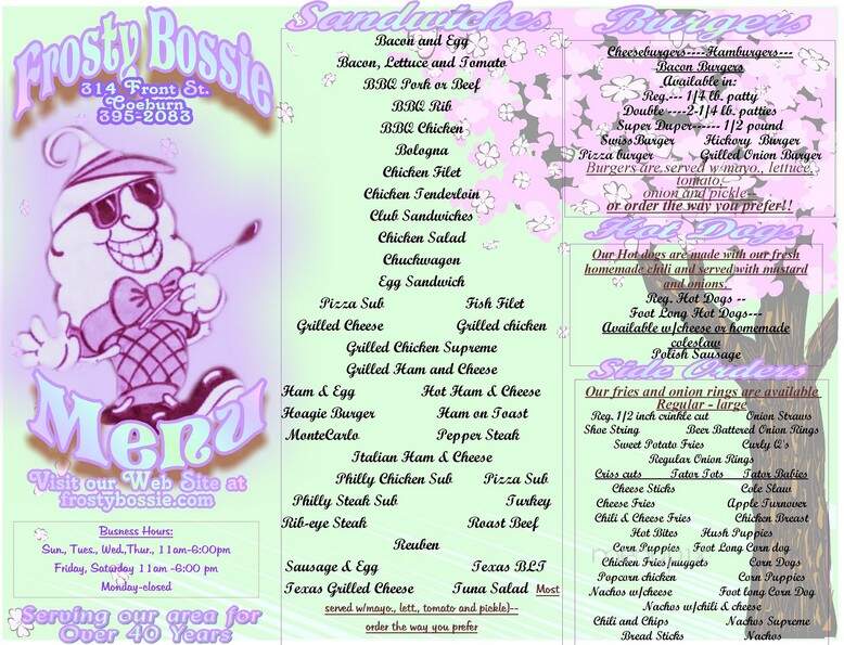 Frosty Bossie - Coeburn, VA menu_pic