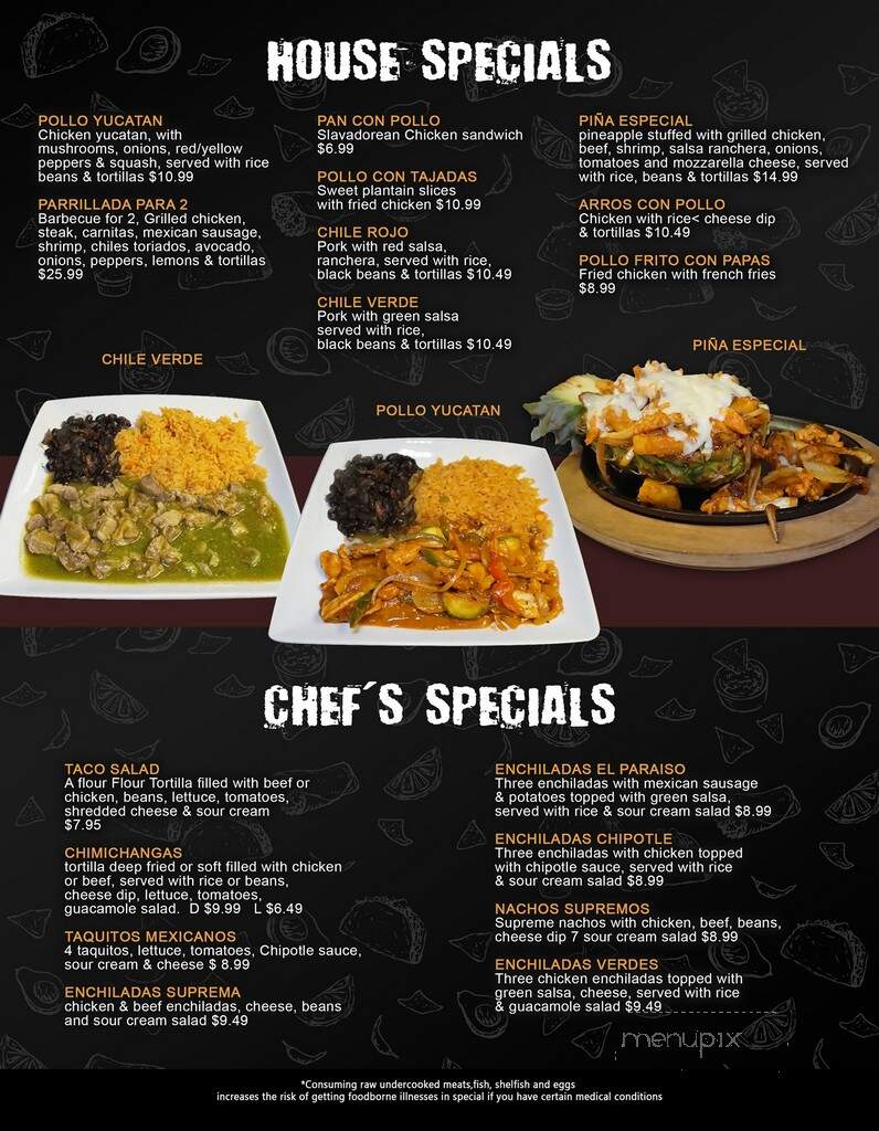El Paraiso Restaurant - Richmond, VA menu_pic