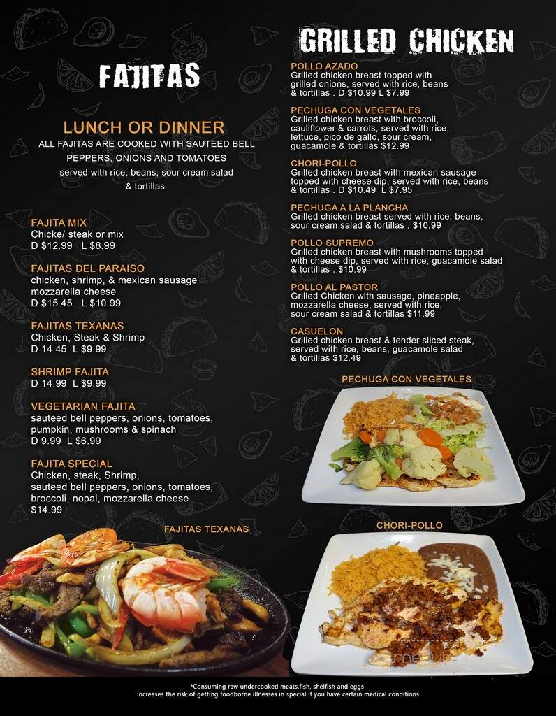 El Paraiso Restaurant - Richmond, VA menu_pic