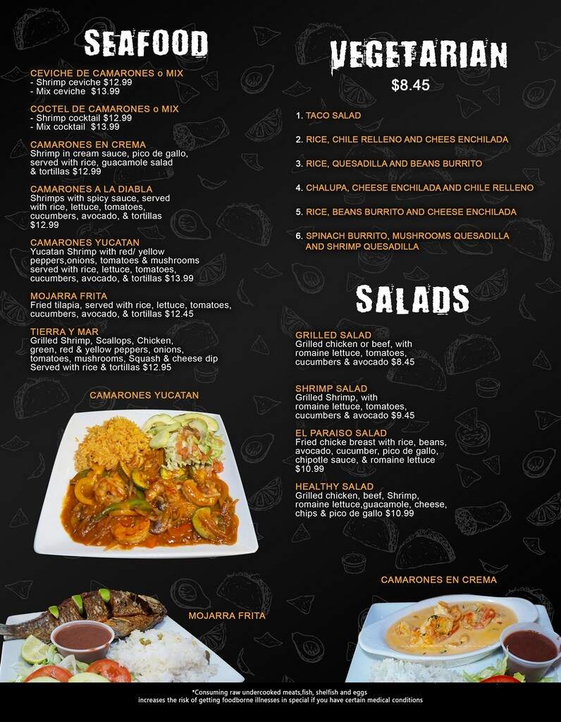 El Paraiso Restaurant - Richmond, VA menu_pic