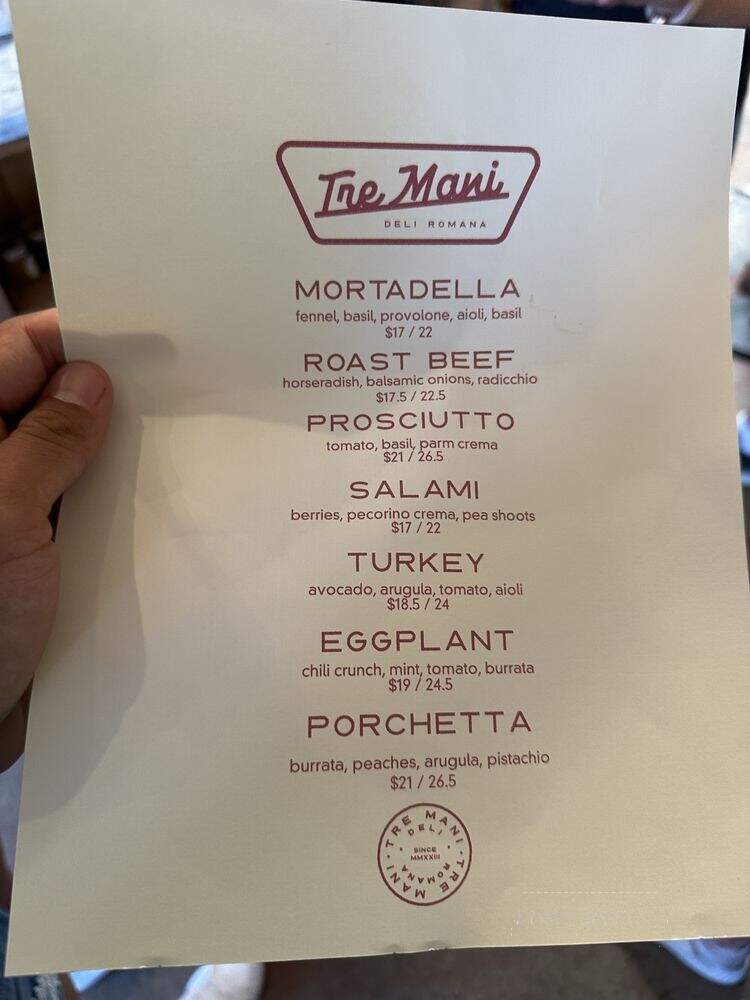 Tre Mani - Santa Monica, CA menu_pic