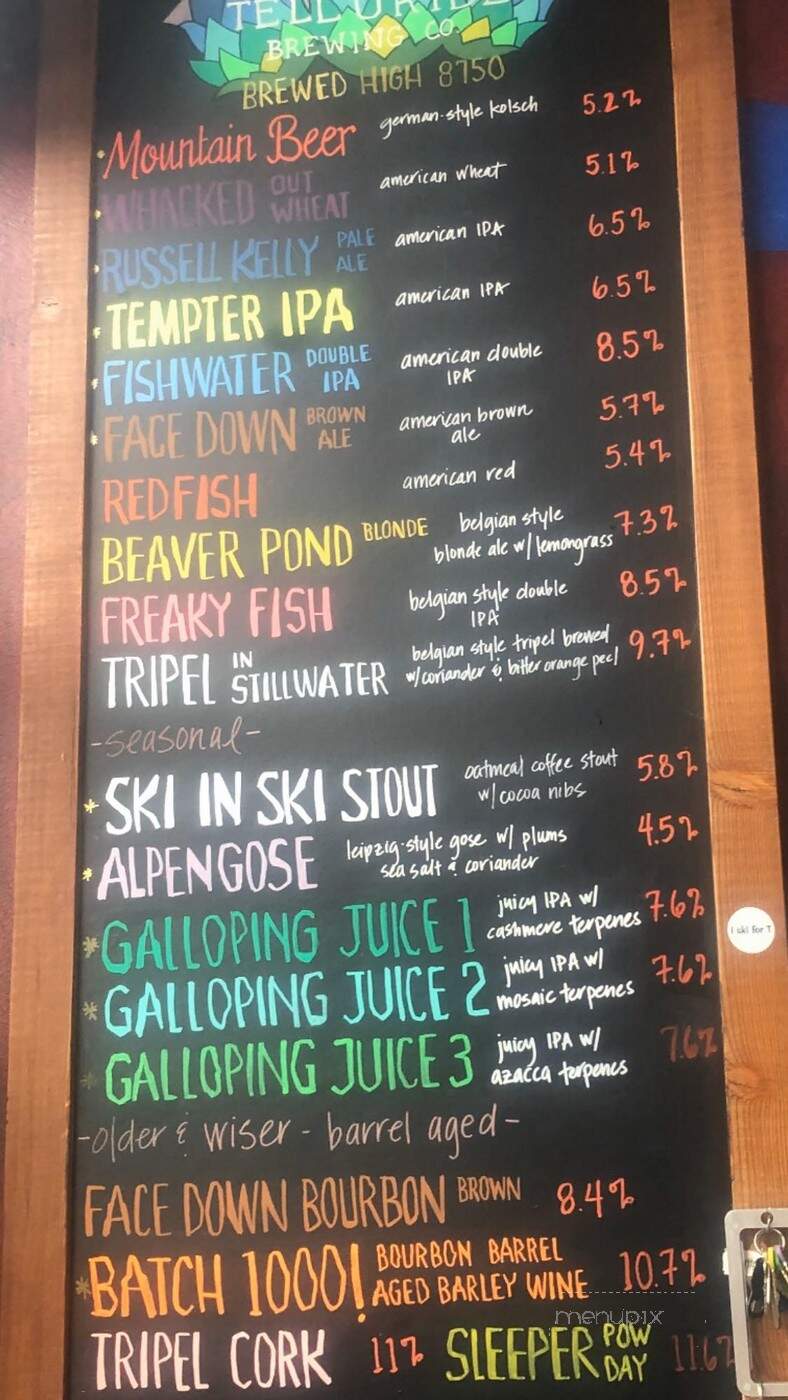 Telluride Brewing Co - Telluride, CO menu_pic
