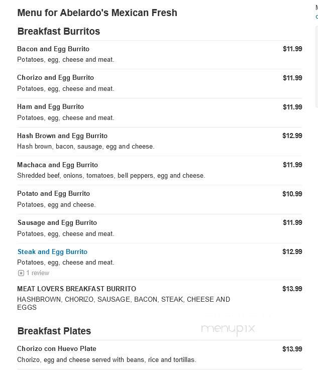 Abelardo's Mexican Fresh - Ralston, NE menu_pic