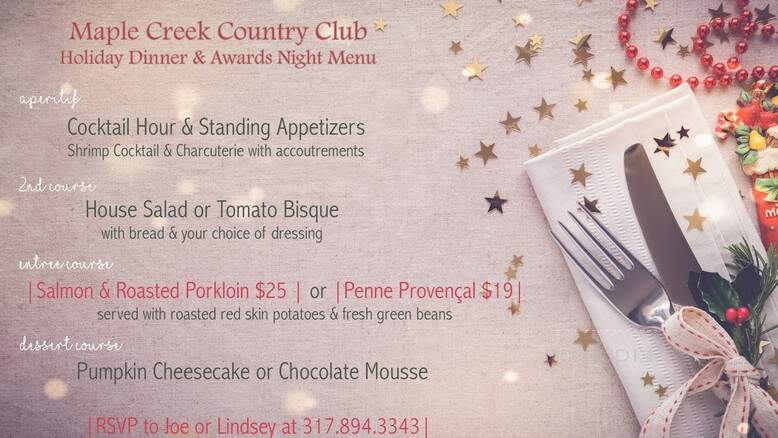 Maple Creek Golf & Country Club - Indianapolis, IN menu_pic