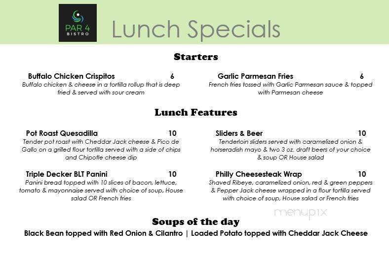 Foxfire Golf Club - Waupaca, WI menu_pic