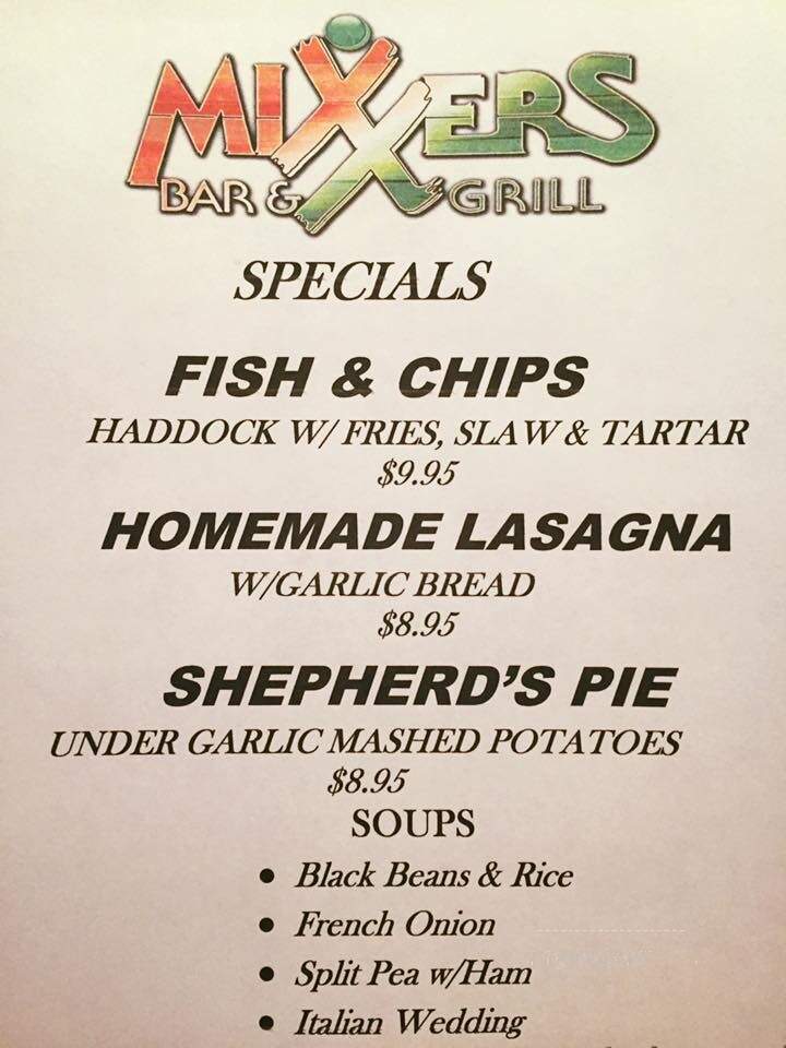 Mixer Bar & Grill - Palm Harbor, FL menu_pic