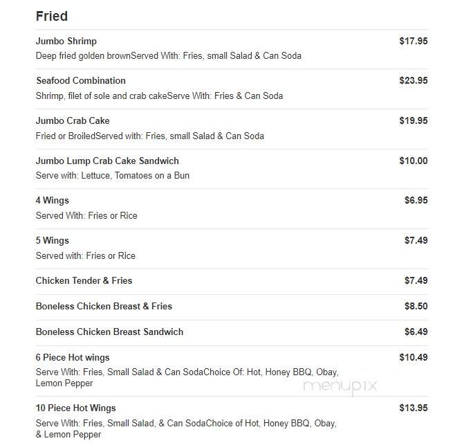 Silver Star Restaurant - Baltimore, MD menu_pic
