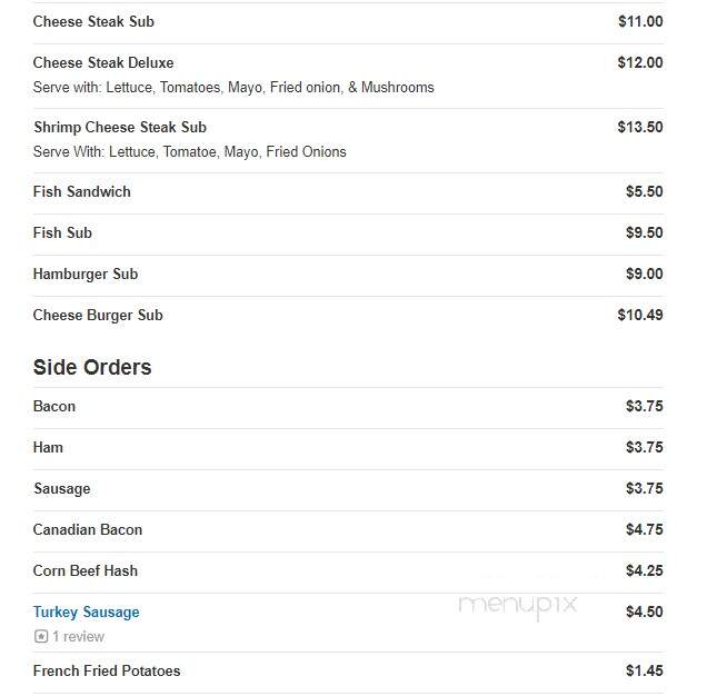 Silver Star Restaurant - Baltimore, MD menu_pic