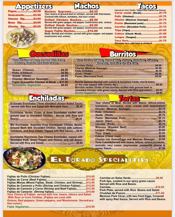 Eldorado - Duluth, GA menu_pic