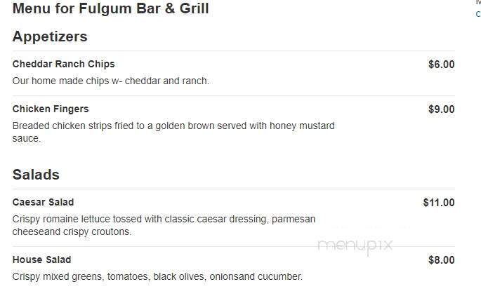 Fulgum's Restaurant & Bar - Montrose, NY menu_pic