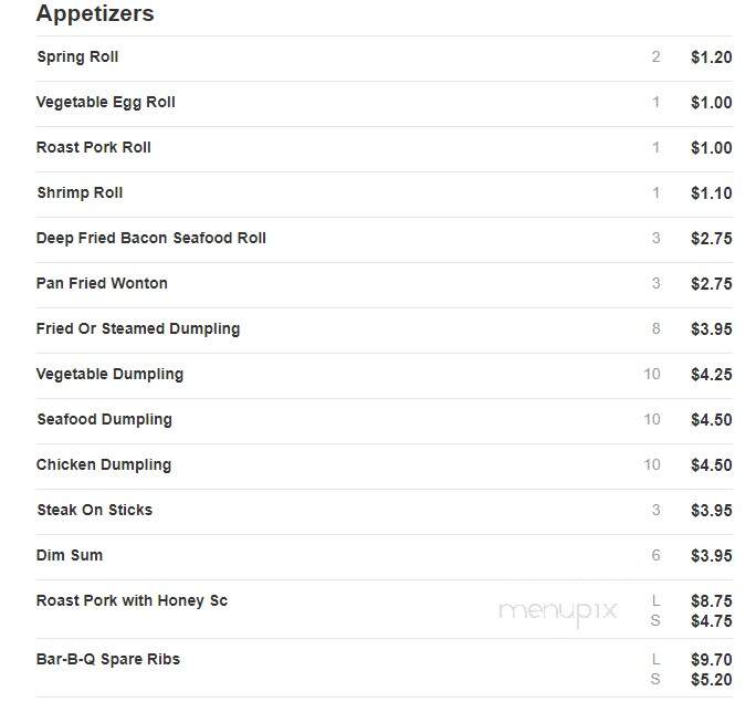 Quality Chef Chinese Restaurnt - Bronx, NY menu_pic