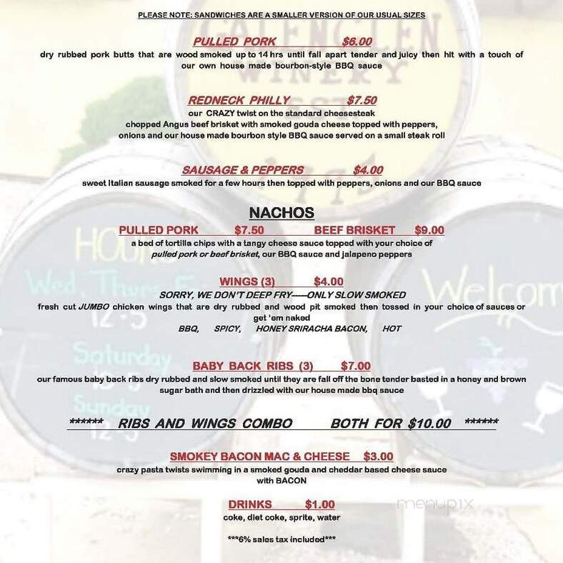 Galen Glen Vineyard & Winery - Andreas, PA menu_pic
