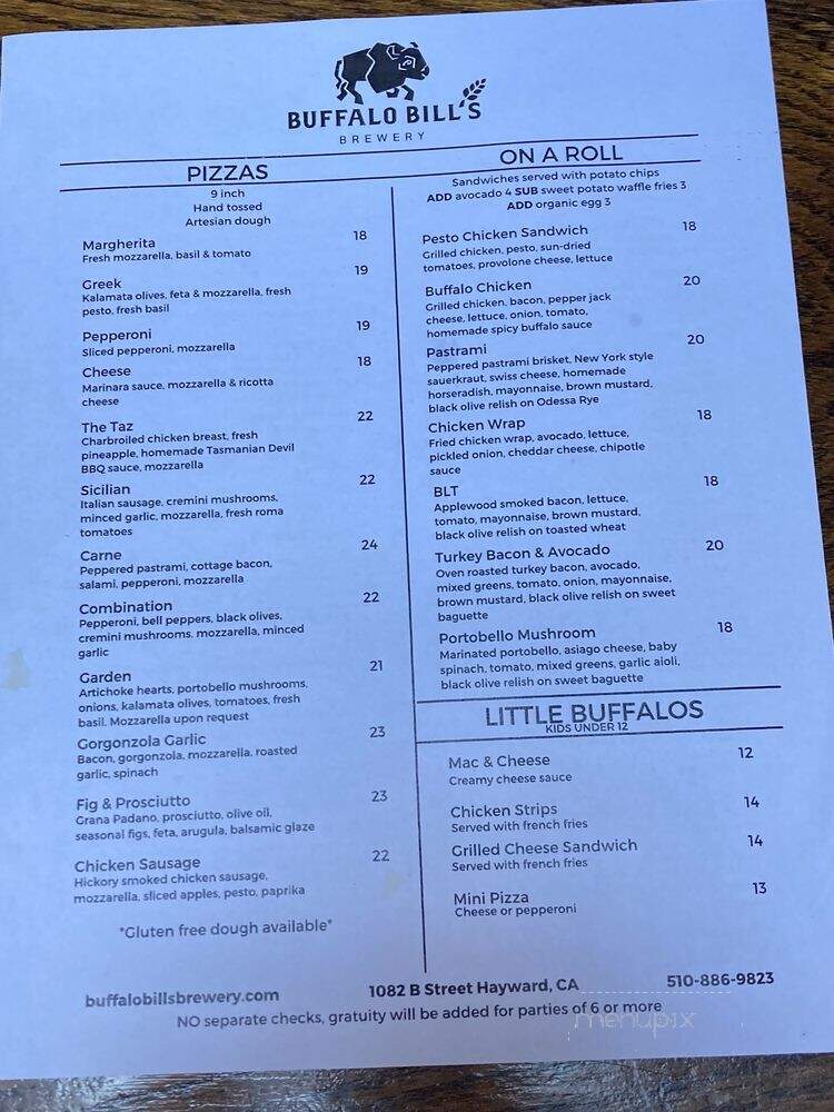 Buffalo Bill's Brew Pub - Hayward, CA menu_pic