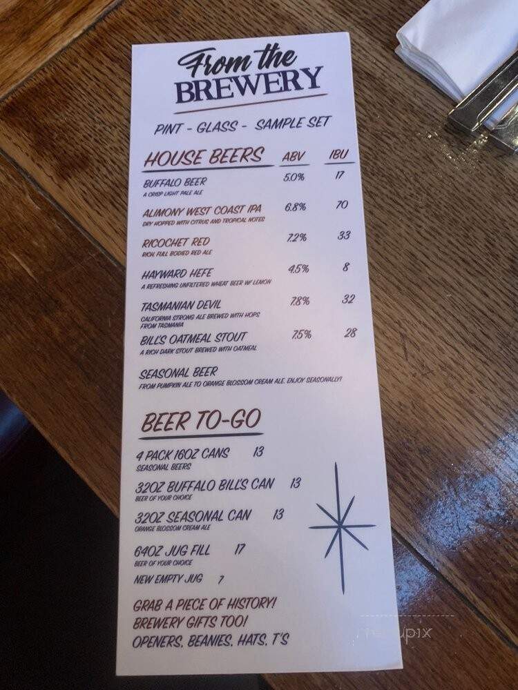 Buffalo Bill's Brew Pub - Hayward, CA menu_pic